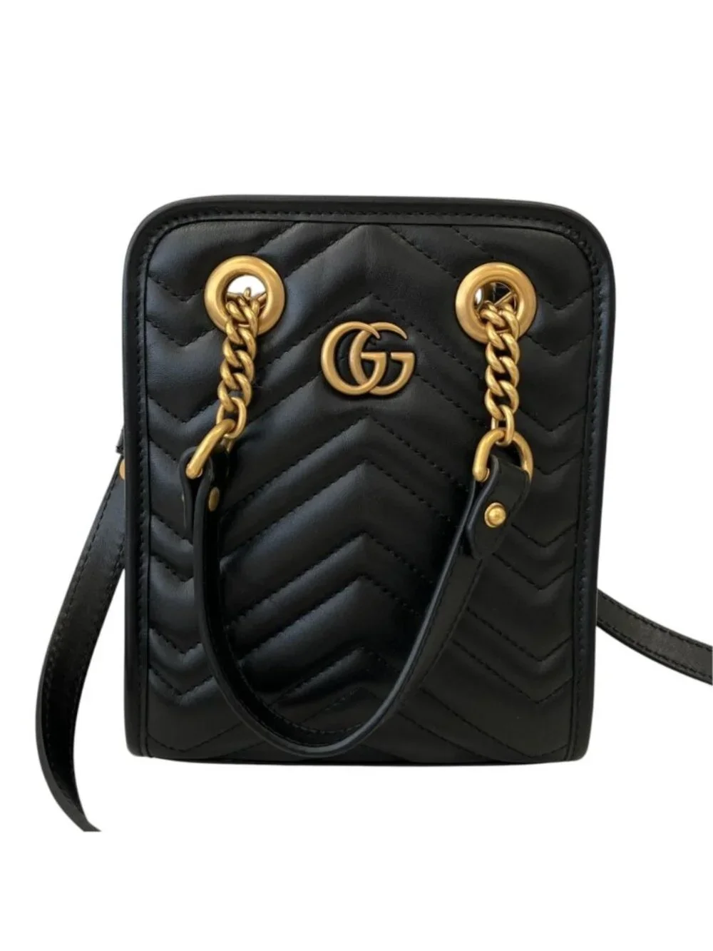 Gucci GG Marmont Quilted Leather Shoulder Bag Black